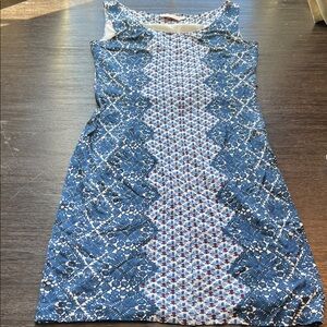 Tory Burch Blue Patterned Sleeveless Dress